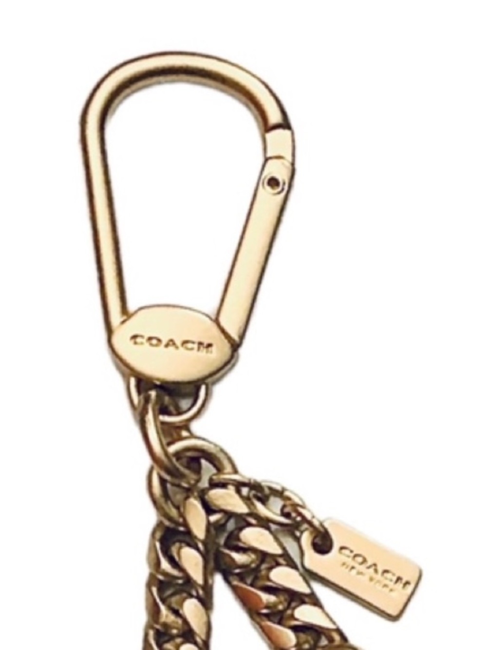 Coach Gold-Tone Charm Keyring with Signature Medallion - Picture 2 of 4